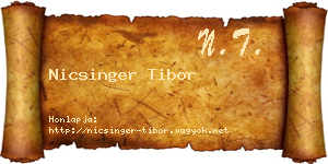 Nicsinger Tibor névjegykártya